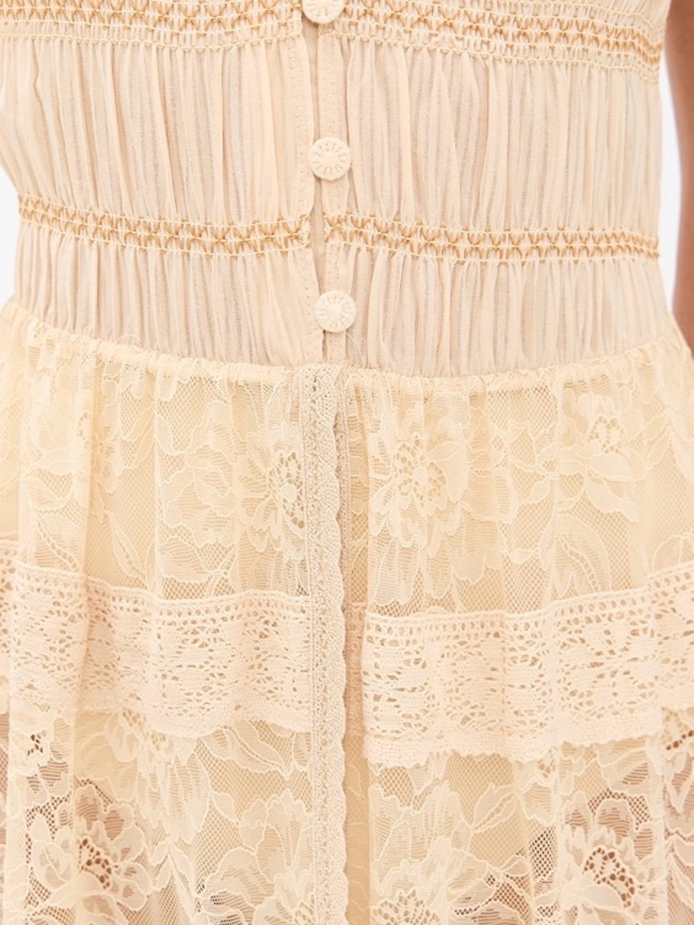 🤍 Free People Sweet Saloon Maxi Dress Tea Creme Lace Boho Medium NWT $228 MSRP - Picture 2 of 10